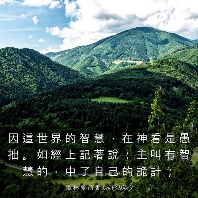 Picture 03 - 歌 林 多 前 書 3:19 CUVT - 因 這 世 界 的 智 慧 ， 在 神 看 是 - Bible Verse Picture