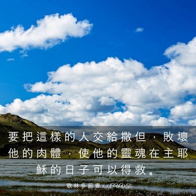 Picture 03 - 歌 林 多 前 書 5:5 CUVT - 要 把 這 樣 的 人 交 給 撒 但 ， 敗 - Bible Verse Picture