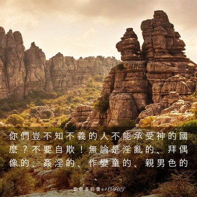 Picture 03 - 歌 林 多 前 書 6:9 CUVT - 你 們 豈 不 知 不 義 的 人 不 能 承 - Bible Verse Picture