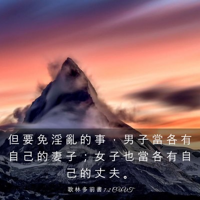 Picture 03 - 歌 林 多 前 書 7:2 CUVT - 但 要 免 淫 亂 的 事 ， 男 子 當 各 - Bible Verse Picture