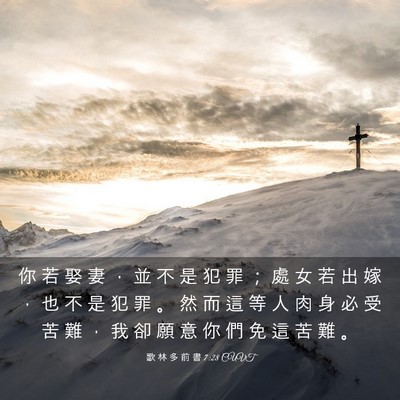 Picture 03 - 歌 林 多 前 書 7:28 CUVT - 你 若 娶 妻 ， 並 不 是 犯 罪 ； 處 - Bible Verse Picture