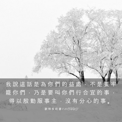 Picture 03 - 歌 林 多 前 書 7:35 CUVT - 我 說 這 話 是 為 你 們 的 益 處 ， - Bible Verse Picture