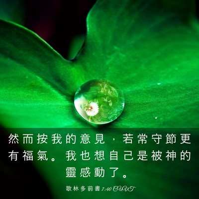 Picture 03 - 歌 林 多 前 書 7:40 CUVT - 然 而 按 我 的 意 見 ， 若 常 守 節 - Bible Verse Picture
