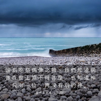 Picture 03 - 歌 林 多 前 書 8:4 CUVT - 論 到 吃 祭 偶 像 之 物 ， 我 們 知 - Bible Verse Picture