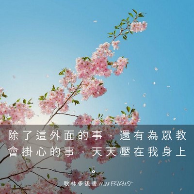 Picture 03 - 歌 林 多 後 書 11:28 CUVT - 除 了 這 外 面 的 事 ， 還 有 為 眾 - Bible Verse Picture