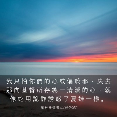 Picture 03 - 歌 林 多 後 書 11:3 CUVT - 我 只 怕 你 們 的 心 或 偏 於 邪 ， - Bible Verse Picture