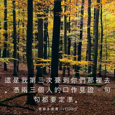 Picture 03 - 歌 林 多 後 書 13:1 CUVT - 這 是 我 第 三 次 要 到 你 們 那 裡 - Bible Verse Picture