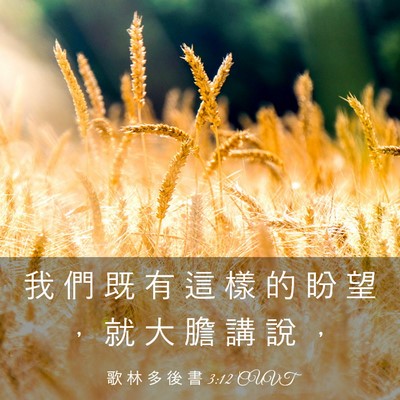 Picture 03 - 歌 林 多 後 書 3:12 CUVT - 我 們 既 有 這 樣 的 盼 望 ， 就 大 - Bible Verse Picture