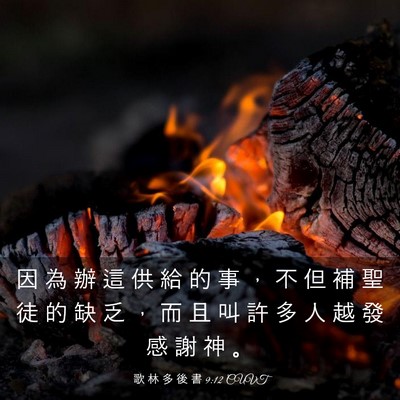 Picture 03 - 歌 林 多 後 書 9:12 CUVT - 因 為 辦 這 供 給 的 事 ， 不 但 補 - Bible Verse Picture