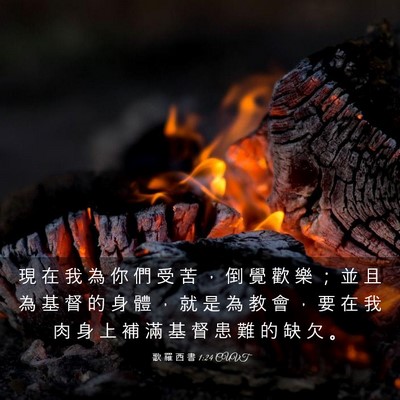 Picture 03 - 歌 羅 西 書 1:24 CUVT - 現 在 我 為 你 們 受 苦 ， 倒 覺 歡 - Bible Verse Picture