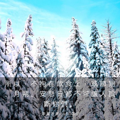 Picture 03 - 歌 羅 西 書 2:16 CUVT - 所 以 ， 不 拘 在 飲 食 上 ， 或 節 - Bible Verse Picture