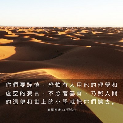 Picture 03 - 歌 羅 西 書 2:8 CUVT - 你 們 要 謹 慎 ， 恐 怕 有 人 用 他 - Bible Verse Picture