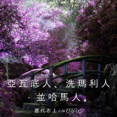 Picture 03 - 歷 代 志 上 1:16 CUVT - 亞 瓦 底 人 、 洗 瑪 利 人 ， 並 哈 - Bible Verse Picture
