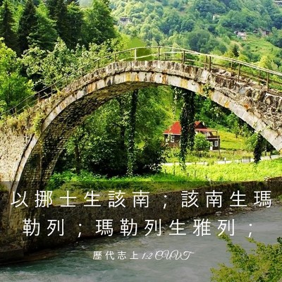 Picture 03 - 歷 代 志 上 1:2 CUVT - 以 挪 士 生 該 南 ； 該 南 生 瑪 勒 - Bible Verse Picture