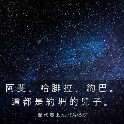 Picture 03 - 歷 代 志 上 1:23 CUVT - 阿 斐 、 哈 腓 拉 、 約 巴 。 這 都 - Bible Verse Picture