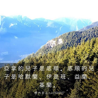 Picture 03 - 歷 代 志 上 1:41 CUVT - 亞 拿 的 兒 子 是 底 順 。 底 順 的 - Bible Verse Picture