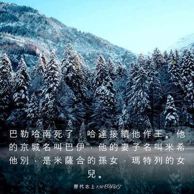Picture 03 - 歷 代 志 上 1:50 CUVT - 巴 勒 哈 南 死 了 ， 哈 達 接 續 他 - Bible Verse Picture