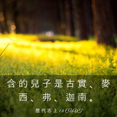 Picture 03 - 歷 代 志 上 1:8 CUVT - 含 的 兒 子 是 古 實 、 麥 西 、 弗 - Bible Verse Picture