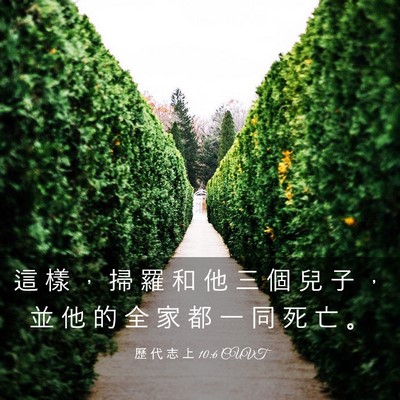 Picture 03 - 歷 代 志 上 10:6 CUVT - 這 樣 ， 掃 羅 和 他 三 個 兒 子 ， - Bible Verse Picture