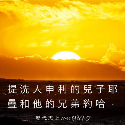 Picture 03 - 歷 代 志 上 11:45 CUVT - 提 洗 人 申 利 的 兒 子 耶 疊 和 他 - Bible Verse Picture