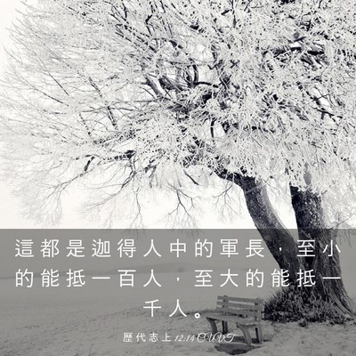Picture 03 - 歷 代 志 上 12:14 CUVT - 這 都 是 迦 得 人 中 的 軍 長 ， 至 - Bible Verse Picture