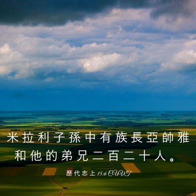 Picture 03 - 歷 代 志 上 15:6 CUVT - 米 拉 利 子 孫 中 有 族 長 亞 帥 雅 - Bible Verse Picture