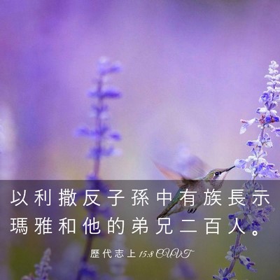 Picture 03 - 歷 代 志 上 15:8 CUVT - 以 利 撒 反 子 孫 中 有 族 長 示 瑪 - Bible Verse Picture