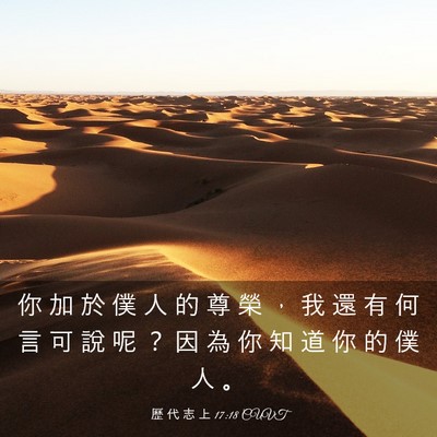 Picture 03 - 歷 代 志 上 17:18 CUVT - 你 加 於 僕 人 的 尊 榮 ， 我 還 有 - Bible Verse Picture