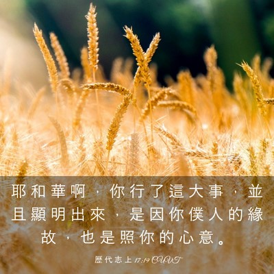 Picture 03 - 歷 代 志 上 17:19 CUVT - 耶 和 華 啊 ， 你 行 了 這 大 事 ， - Bible Verse Picture