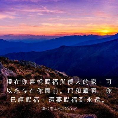 Picture 03 - 歷 代 志 上 17:27 CUVT - 現 在 你 喜 悅 賜 福 與 僕 人 的 家 - Bible Verse Picture