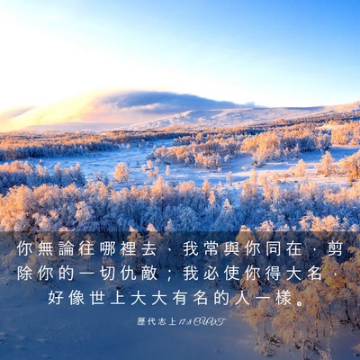 Picture 03 - 歷 代 志 上 17:8 CUVT - 你 無 論 往 哪 裡 去 ， 我 常 與 你 - Bible Verse Picture