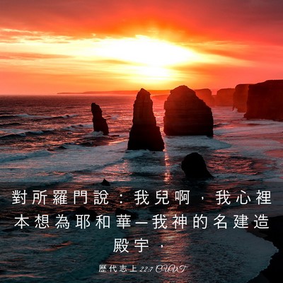 Picture 03 - 歷 代 志 上 22:7 CUVT - 對 所 羅 門 說 ： 我 兒 啊 ， 我 心 - Bible Verse Picture