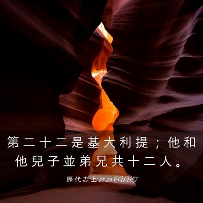 Picture 03 - 歷 代 志 上 25:29 CUVT - 第 二 十 二 是 基 大 利 提 ； 他 和 - Bible Verse Picture
