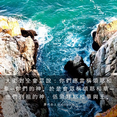 Picture 03 - 歷 代 志 上 29:20 CUVT - 大 衛 對 全 會 眾 說 ： 你 們 應 當 - Bible Verse Picture
