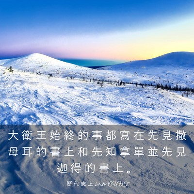 Picture 03 - 歷 代 志 上 29:29 CUVT - 大 衛 王 始 終 的 事 都 寫 在 先 見 - Bible Verse Picture