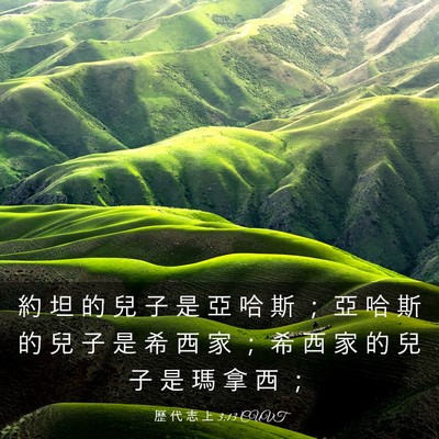 Picture 03 - 歷 代 志 上 3:13 CUVT - 約 坦 的 兒 子 是 亞 哈 斯 ； 亞 哈 - Bible Verse Picture