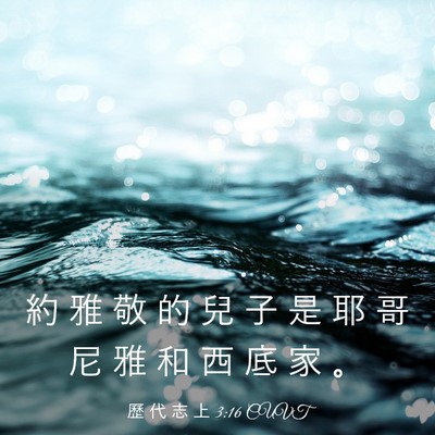 Picture 03 - 歷 代 志 上 3:16 CUVT - 約 雅 敬 的 兒 子 是 耶 哥 尼 雅 和 - Bible Verse Picture