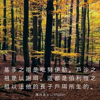 Picture 03 - 歷 代 志 上 4:4 CUVT - 基 多 之 祖 是 毗 努 伊 勒 。 戶 沙 - Bible Verse Picture