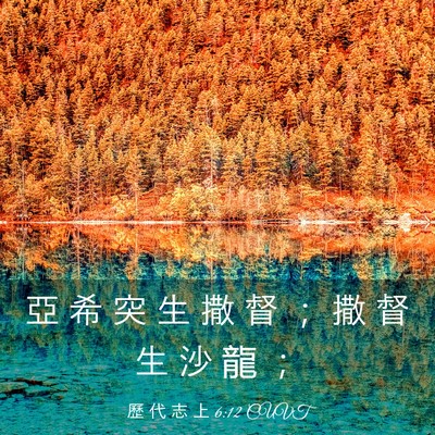 Picture 03 - 歷 代 志 上 6:12 CUVT - 亞 希 突 生 撒 督 ； 撒 督 生 沙 龍 - Bible Verse Picture