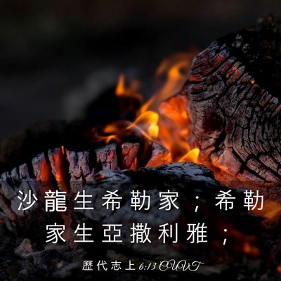 Picture 03 - 歷 代 志 上 6:13 CUVT - 沙 龍 生 希 勒 家 ； 希 勒 家 生 亞 - Bible Verse Picture