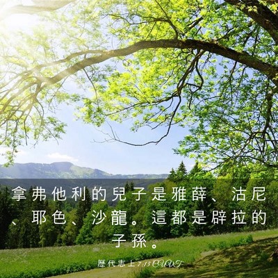 Picture 03 - 歷 代 志 上 7:13 CUVT - 拿 弗 他 利 的 兒 子 是 雅 薛 、 沽 - Bible Verse Picture