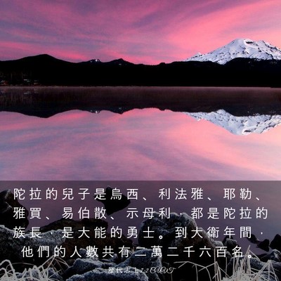 Picture 03 - 歷 代 志 上 7:2 CUVT - 陀 拉 的 兒 子 是 烏 西 、 利 法 雅 - Bible Verse Picture