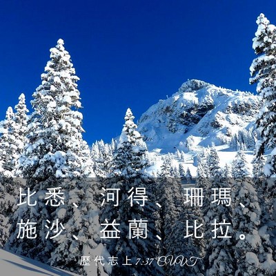 Picture 03 - 歷 代 志 上 7:37 CUVT - 比 悉 、 河 得 、 珊 瑪 、 施 沙 、 - Bible Verse Picture