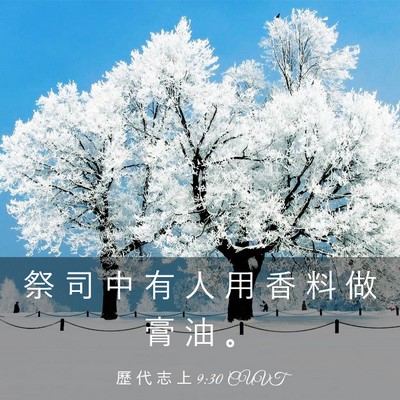 Picture 03 - 歷 代 志 上 9:30 CUVT - 祭 司 中 有 人 用 香 料 做 膏 油 - Bible Verse Picture