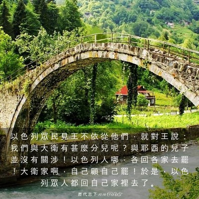 Picture 03 - 歷 代 志 下 10:16 CUVT - 以 色 列 眾 民 見 王 不 依 從 他 們 - Bible Verse Picture