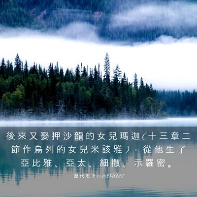 Picture 03 - 歷 代 志 下 11:20 CUVT - 後 來 又 娶 押 沙 龍 的 女 兒 瑪 迦 ( - Bible Verse Picture