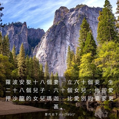 Picture 03 - 歷 代 志 下 11:21 CUVT - 羅 波 安 娶 十 八 個 妻 ， 立 六 十 - Bible Verse Picture