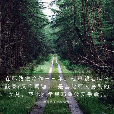 Picture 03 - 歷 代 志 下 13:2 CUVT - 在 耶 路 撒 冷 作 王 三 年 。 他 母 - Bible Verse Picture