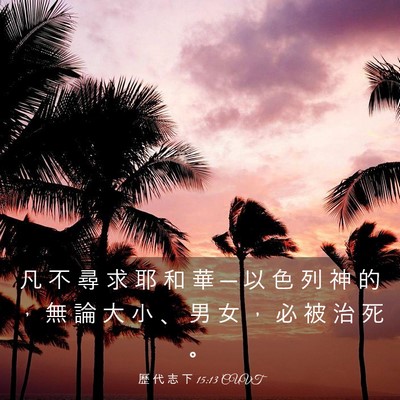 Picture 03 - 歷 代 志 下 15:13 CUVT - 凡 不 尋 求 耶 和 華 ─ 以 色 列 神 - Bible Verse Picture