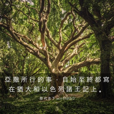 Picture 03 - 歷 代 志 下 16:11 CUVT - 亞 撒 所 行 的 事 ， 自 始 至 終 都 - Bible Verse Picture